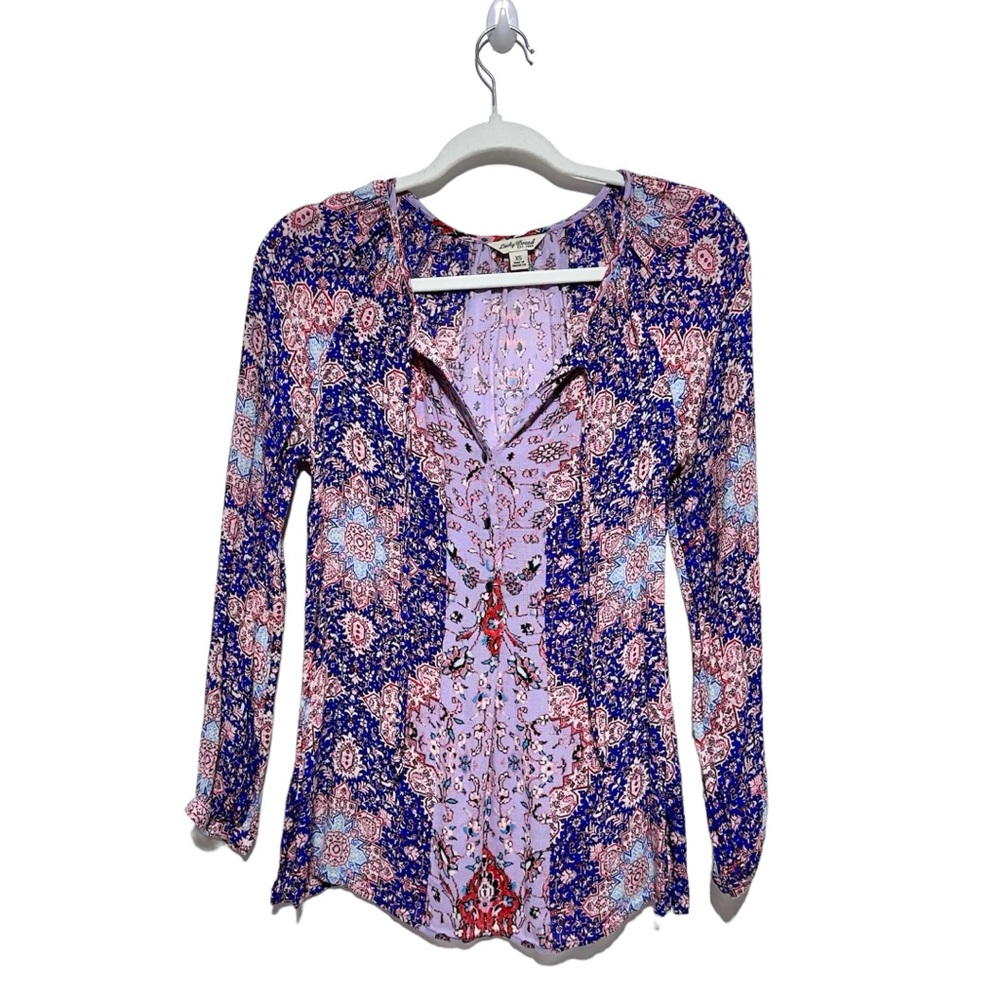 Lucky Brand Purple Pink Longsleeves Blouse Top Sz XS